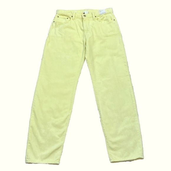 NWT J. Crew Mid Rise Slouchy Straight Dad Jean Yellow Dyed Garment Wide Leg 29 - Picture 4 of 11